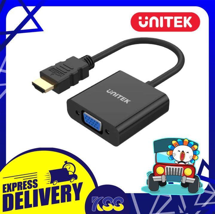 อุปกรณ์เชื่อมต่อสัญญาณภาพ UNITEK HDMI to VGA Adapter Converter with