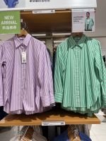 UNIQLO เสื้อเชิ้ตแขนยาวทรงหลวมผ้าฝ้าย,สำหรับผู้หญิงและผู้ชายสำหรับใส่ในฤดูใบไม้ผลิและฤดูใบไม้ร่วง2023เสื้อลำลอง458261