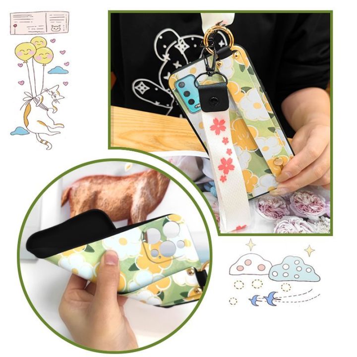 shockproof-anti-knock-phone-case-for-wiko-power-u30-lanyard-protective-original-silicone-painting-flowers-wristband