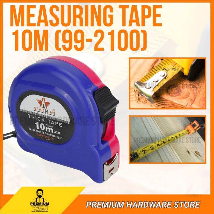 STARMAN MEASURING TAPE 10M 33FEET / BUILDING MEASURE RULER TAPE ROLLER ...