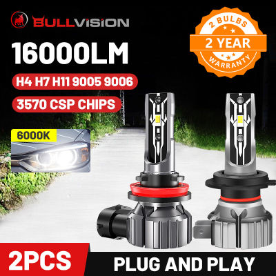 2pcs H7 H4 LED Car Headlight H11 H8 H9 Mini Turbo Bulb 6000K LED Light 9005 9006 on Car Light Replacement CSP Lamp Plug and Play