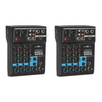 2X Professional 4 Channel Bluetooth Mixer Audio Mixing DJ Console with Reverb Effect for Home Karaoke USB Live Stage KTV