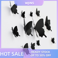 WJINS 12ชิ้น เซ็ต3D Black Pteris Butterfly Wall Sticker ผีเสื้อสติกเกอร์แม่เหล็ก