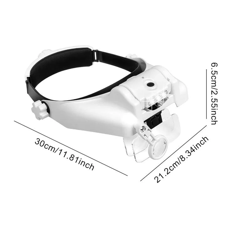 LED Illuminated Head Magnifier Visor with 4 Acrylic Lens Set