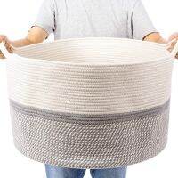 XXL Extra Large Cotton Rope Laundry Hamper Woven Collapsible Laundry Basket Clothes Storage Basket for Blankets Clothes Hamper