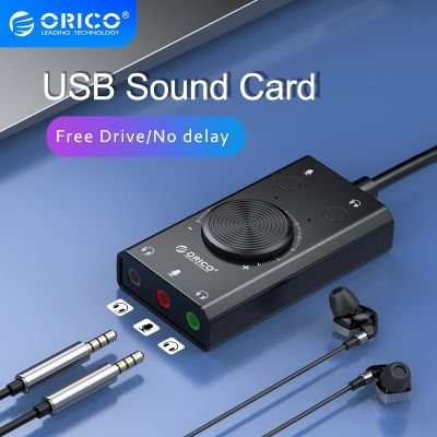 ORICO USB External Sound Card 2-in-1 Audio Adapter 3.5mm Microphone Earphone Interface Volume Adjustable Soundcard For PS4 Phone
