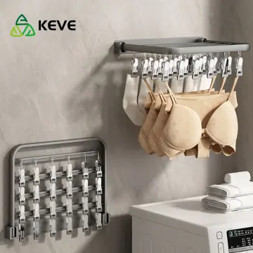 12PCS Laundry Hanging Hooks with Clips Boot Hanger Heavy Duty Clothes Pins,  Portable Metal Drying Clip for Bras, Socks, Towels, Underwear
