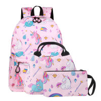 3pcsset Children School Bags for Girls Backpack Fashion Unicorn Backpack Print Kids School Backpack Shoulder Bags High Capacity