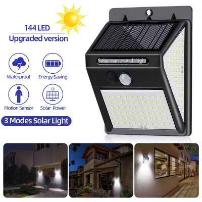 144 LED Outdoor Solar Light 3 Mode Waterproof Solar Lamp with Motion Sensor Solar Powered Sunlight Spotlights for Garden Decor