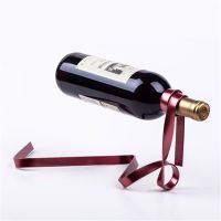 Creative Iron Wine Bottle Holder Ribbon Suspension Poised Wine Rack Cabinet Stand Bracket Bar Accessories Table Decoration Tools