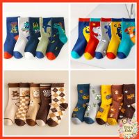 【hot sale】 ♤☸☞ C10 Ready Stock 5 Pairs 1-12 Yrs Kids Socks High Quality Cotton Comfortable Cartoon Animal Number Pattern Kids Tube Socks for Boy Girl Wholesale