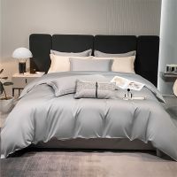 60sLong-Staple Cotton Quilt Cover Set Solid Color Duvet Cover And Pillowcases Single Double Queen Size Bedding Cover Set