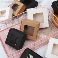 ♞✈ 10Pcs Kraft Paper Box Brown/Black/White Cardboard Handmade Transparent PVC Window Soap Boxes Craft Paper Wedding Candy Box 2021