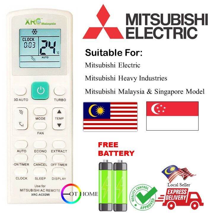 Mitsubishi Air cond remote control universal XRC For All Model of  Mitsubishi FREE BATTERY | Lazada