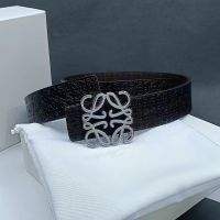 2023 Explosive Loewe Mens Belt Hollow Out Classic Light Luxury Double-Sided Embossed Smooth Buckle Belt Western Trend