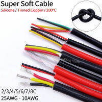 2M/5M Sheath Wire 2 3 4 5 6 7 8 Cores Super Soft Flexible Silicone Rubber 25 24 22 20 18 17 15 13 11 10 AWG Power Copper Cable