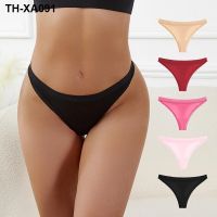 Sports European and American cotton large size womens thong panties womens low waist yoga leaky buttocks T-shaped briefs women