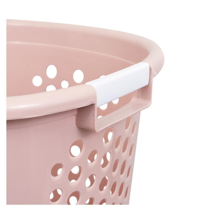 ตะกร้าผ้ากลมหูหิ้ว-api-5050-สีชมพูround-laundry-basket-with-handles-api-5050-pink-มีบริการชำระเงินปลายทาง