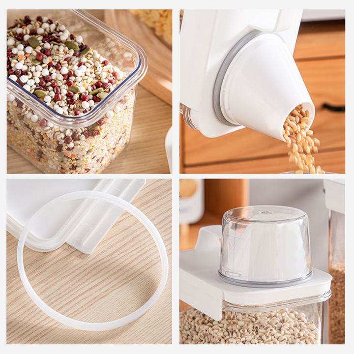 1pc Clear Plastic Cereal Container Kitchen Sealed Rice Bucket