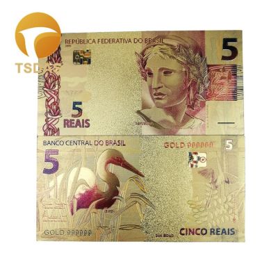 ธนบัตรทองบราซิลสี20 Reals 24K 999.9ฟอยล์สีทองธนบัตรของขวัญของที่ระลึก