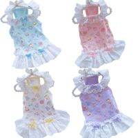 Cute Evening Dress Summer Blue/Purple/Pink Tutu Dresses With Bowknot O-neck Lace Collar For Princess Girl Vest Pet Clothes Skirt Dresses