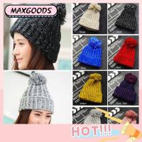 MAXG Autumn Spring Winter Warm Bobble Pompom Beret Beanie Cap Wool Knit Women Crochet Ski Hat