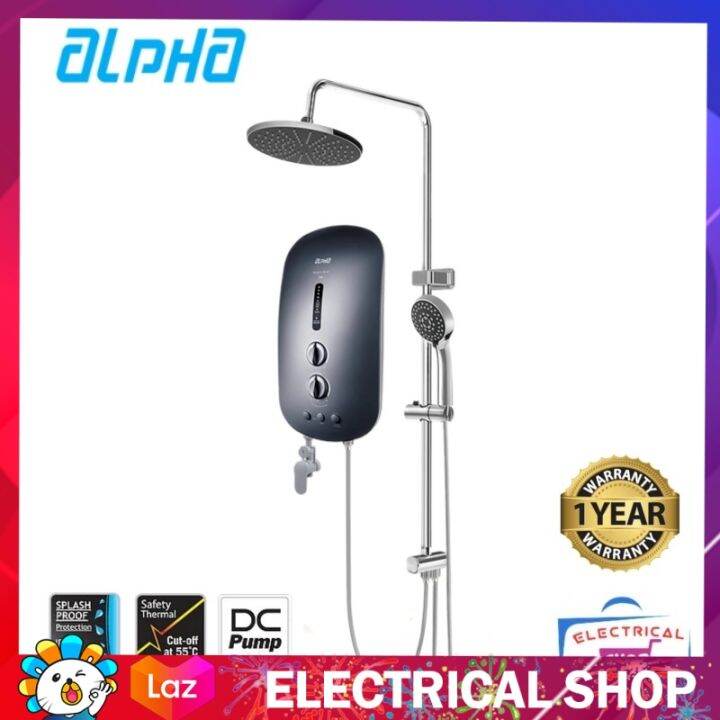 Alpha Water Heater Smart 18i DC Pump With 9 Extra Large Rainfall Shower  Head / Rain Shower Metal Black | Lazada