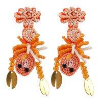 Unique Hand-Woven Lobster Earrings Exaggerated Wild Animal Earrings