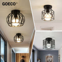 Semi-Flush Mount Ceiling Light, Retro Industrial Metal Cage Ceiling Lamps, for Porch Hallway Kitchen Bathroom Lighting,E27,220V