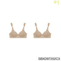 ( Set 2 ชิ้น ) Sabina เสื้อชั้นใน Invisible Wire (ไม่มีโครง) Seamless Fit รุ่น Perfect Bra รหัส SBXD97202 สีเนื้อเข้ม