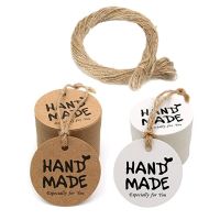 100Pcs Kraft Paper Gift Tags Thank You For Celebrating With Us Labels Handmade For Wedding Party Decoration Packaging Hang Paper Stickers Labels