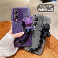 เคส Y17s สำหรับ VIVO เคสนิ่มกันกระแทกกากเพชรโปร่งใสพร้อมลูกปัดลายหมีเล็กๆน้อยๆโซ่มือ VivoY17S เคสโทรศัพท์โทรศัพท์