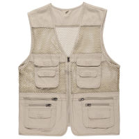 Summer mesh vest mens vest thin hollow fishing photography fisherman breathable cotton middle-aged vest