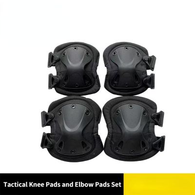 2x Tactical Knee Pads + 2x Elbow Protector Pads Set Military Fan Outdoor Combat Equipment CS Cycling Sports Protective Gear