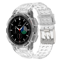 TPU ใสกรณีสายสำหรับ Samsung Galaxy Watch 4 5 40มิลลิเมตร44มิลลิเมตรสร้อยข้อมือสำหรับ Samsung Galaxy Watch4คลาสสิก46มิลลิเมตรวงสายรัดข้อมือ