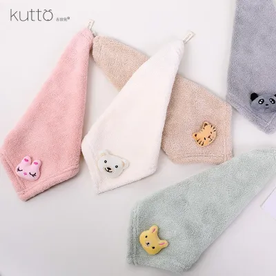 [COD] Factory direct selling cute cartoon dish towel rag cleaning kitchen coral fleece square 25x25cm