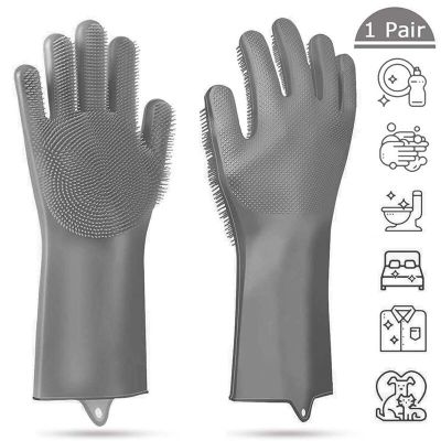 Good Silicone Dishwashing Gloves Cleaning Scrubbing-Dish Wash Silicone Sponge Scrubby Gloves For Washing Dish Kitchen Car Pet Safety Gloves