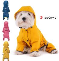 Dog Raincoat with Hood for Puppy Small Medium Dogs Solid Puppy Clothes Reflective Pets Cats Outwear Four-legged Jacket