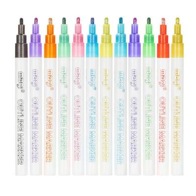 Doodle Dazzles Gleamy Outline Pen School Supplies Card DIY Student Marker For Art Drawing Greeting Cards Crafts Posters Painting carefully