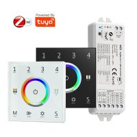 Zigbee Tuya RGB CCT Led Controller DC12V 24V RGB White Warm white Strip Wall Mounted Touch Panel Control Echo Plus Voice Control