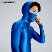 AMORESY Hyperion Series มัลติฟังก์ชั่คลุมด้วยผ้าคอปกสูงป้องกันแสงแดดแขนยาววิ่งเสื้อยืดมันวาวระบายอากาศ