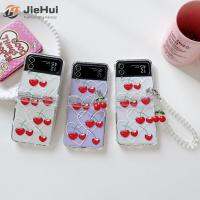 JieHui เหมาะสำหรับ Samsung Z Flip4 /z Flip3เคสโทรศัพท์แฟชั่น Love Cherry สามชิ้น