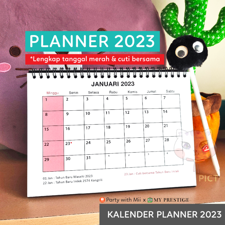 MY PRESTIGE Kalender meja / kalender duduk 2023 SIMPLE PLANNER AGENDA ...