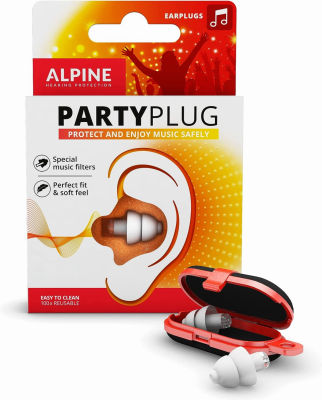 Alpine Hearing Protection Alpine PartyPlug Reusable Ear Plugs - Noise Reduction Filtered Ear Plugs for Party and Clubbing - Comfortable Concert Earplugs - 1 Pair Reusable Soft White Earplugs