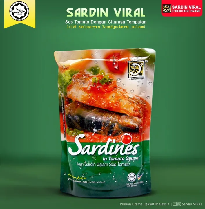 D Heritage Sardine In Tomato Sauce Sardin Viral D Heritage Sardin Tomato Halal Keluaran Bumiputera Islam Lazada