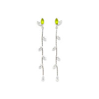 Fyne Fories Enchanted Garden Earrings ♡ ต่างหูใบไม้ยาวประดับ zirconia ♡ fynefories