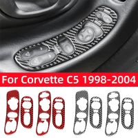 For Chevrolet Corvette C5 1998-2004 Accessories Carbon Fiber Interior Car Window Lifting Control Panel Trim Frame Cover Stickers