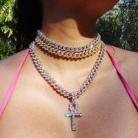 New 9mm Iced Out Bling Cz Miami Cuban Link Chain Two Tone With White &amp;Pink Cz Choker Necklace Silver Color Women Jewelry