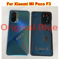 ประตูตัวเรือนฝาหลังครอบแบตเตอรี่ใหม่ของแท้สำหรับ Xiaomi MI Poco F3 M2012K11ฝาหลังฝาปิดช่วงล่าง + เลนส์กระจกกล้องถ่ายรูป + อะไหล่ LHG3765กาว