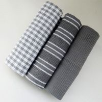 3pcs Cotton Table Napkins Kitchen Waffle Plaid Pattern StripeTea Gray Blue Towel Absorbent Dish Cleaning Cocktail Napkin Wedding